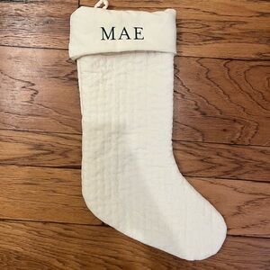 Pottery Barn Channel Quilted Velvet Stocking in Ivory